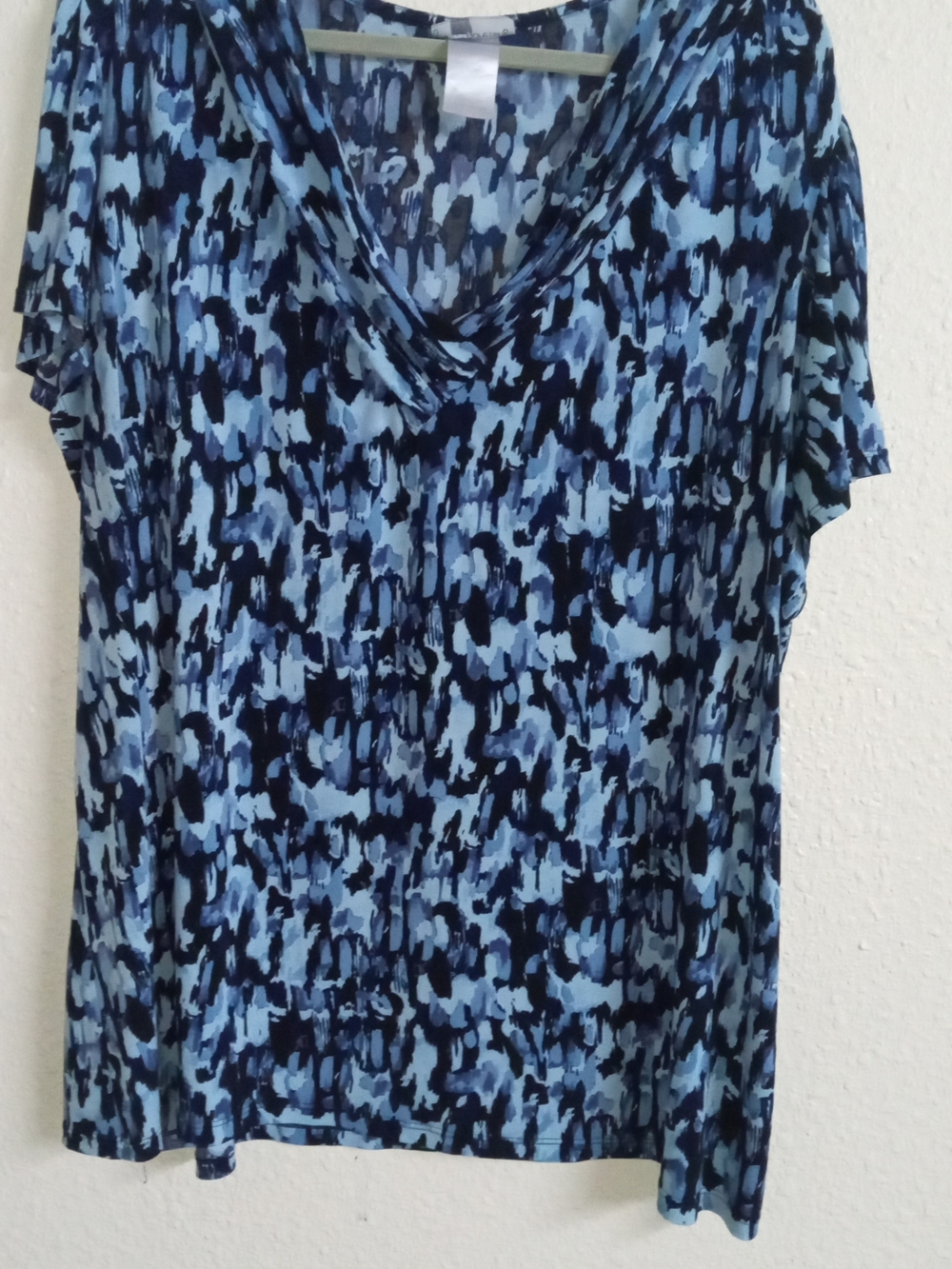 Just My Size Women’s Plus Size Blue Patterned Short-Sleeve Top